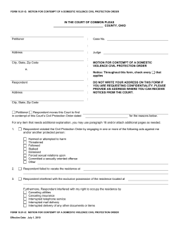 Form 10.01-O: Motion for Contempt of a Domestic Violence Civil