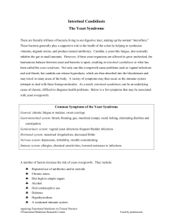 Intestinal Candidiasis The Yeast Syndrome