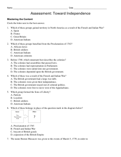 Assessment: Toward Independence