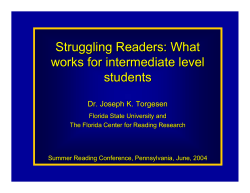 Struggling Readers: What works for intermediate level students