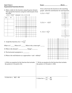Exponential Functions Review 1. Make a table for the