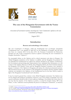 The case of the Hungarian Government with the Venice Commission