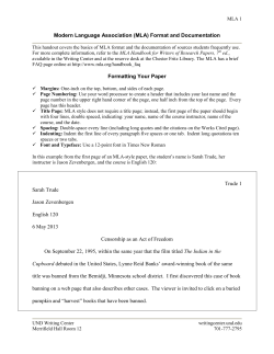 Modern Language Association (MLA) Format and Documentation