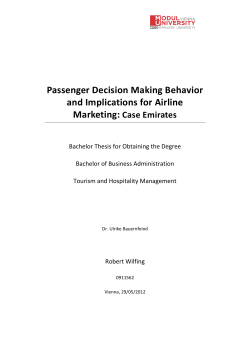 Passenger Decision Making Behavior and Implications for Airline