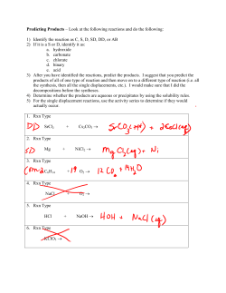 1) Identify the reaction as C, S, D, SD, DD, or AB
