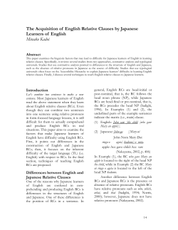 Acquisition of English Relative Clauses by Japanese Learners of