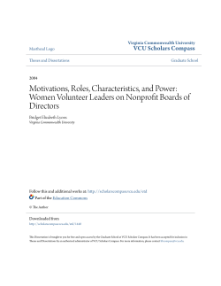 Motivations, Roles, Characteristics, and Power: Women Volunteer