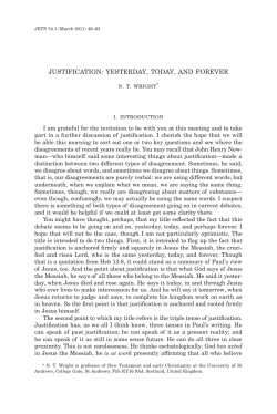 JUSTIFICATION: YESTERDAY, TODAY, AND FOREVER . . . N. T.