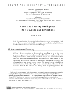 Homeland Security Intelligence