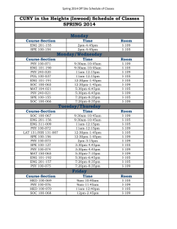 CUNY in the Heights (Inwood) Schedule of Classes SPRING 2014
