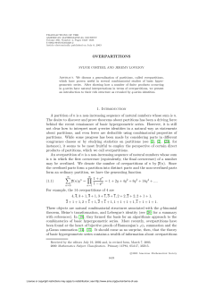 OVERPARTITIONS 1. Introduction A partition of n is a non