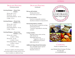 Catering Package Pricing Package Pricing