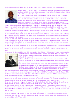 The Late Professor Magnus JA Cole Head Boy of