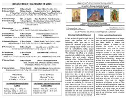 Bulletin for the weekend of February 21, 2016.