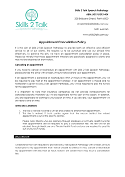 Appointment Cancellation Policy - Skills 2 Talk Speech Pathology