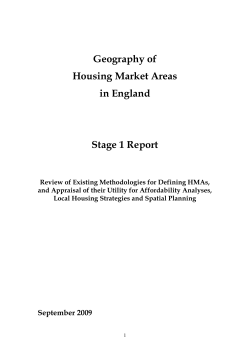 Geography of Housing Market Areas in England Stage 1 Report