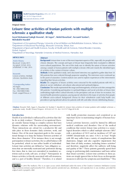 Leisure time activities of Iranian patients with multiple