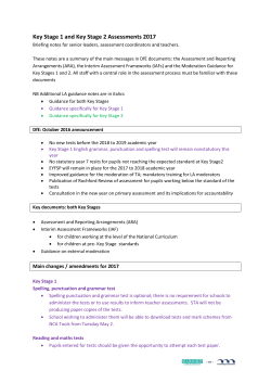 Briefing paper Key Stage 1 and Key Stage 2 Assessments 2017