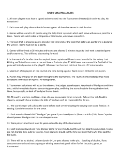 MUDD VOLLEYBALL RULES 1. All team players must have a