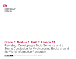 Grade 3: Module 1: Unit 3: Lesson 13 Revising: Developing a Topic