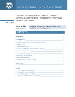 The Fund`s Capacity Development Strategy--Better Policies