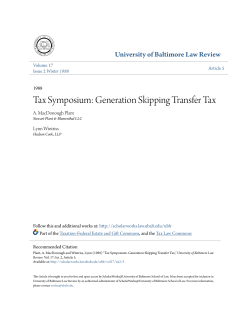 Tax Symposium: Generation Skipping Transfer Tax