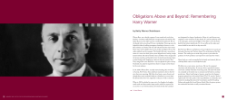 Obligations Above and Beyond: Remembering Harry Warner