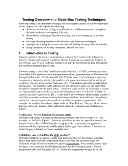 Testing Overview and Black
