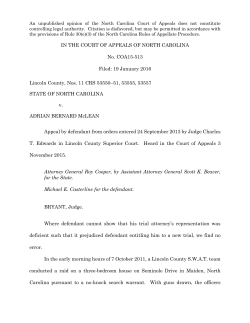 IN THE COURT OF APPEALS OF NORTH