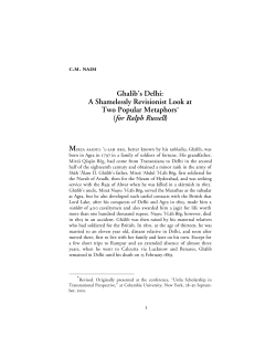 Ghalib`s Delhi: A Shamelessly Revisionist Look at Two Popular