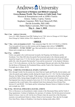 Department of Religion and Biblical Languages Greco