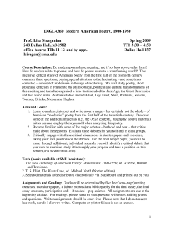 ENGL 4360: Modern American Poetry, 1900-1950