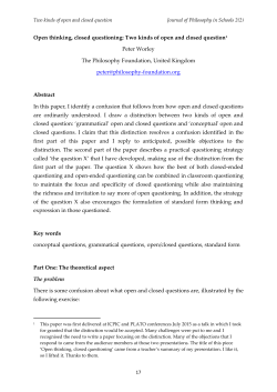 Open thinking, closed questioning: Two kinds of open and closed