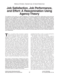 Job Satisfaction, Job Performance, and Effort