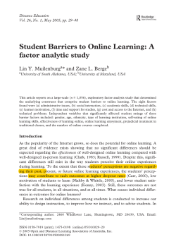 Student Barriers to Online Learning: A factor analytic study