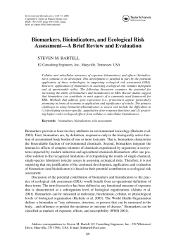 Biomarkers, Bioindicators, and Ecological Risk Assessment&mdash;A Brief
