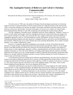 The Anabaptist Society of Believers and Calvin`s Christian