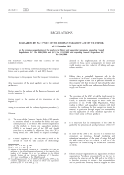 (EU) No 1379/2013 - The Food Safety Authority of Ireland