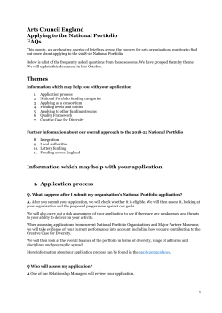 Arts Council England Applying to the National Portfolio FAQs