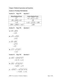 Chapter 5 Radical Expressions and Equations