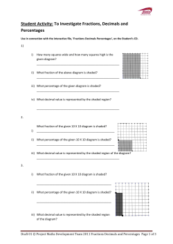 Student Activity: To Investigate Fractions, Decimals and Percentages