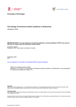 University of Groningen The etiology of functional somatic