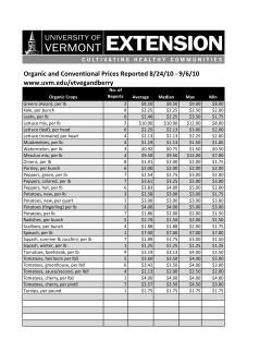 Organic and Conventional Prices Reported 8/24/10
