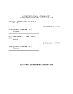 Plaintiffs Joint Post-Trial Reply Brief