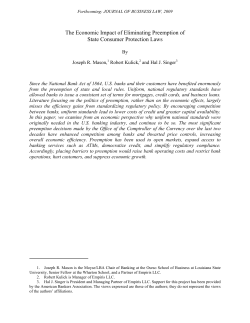 The Economic Impact of Eliminating Preemption of State Consumer