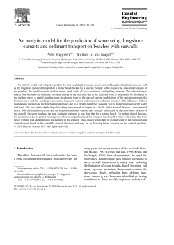An analytic model for the prediction of wave setup, longshore