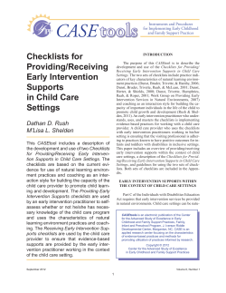 Checklists for Providing/Receiving Early