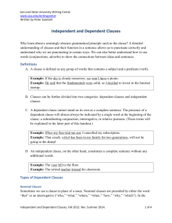 Independent and Dependent Clauses