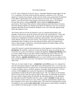 The Federal Judiciary In 1787, when writing The Federalist Papers