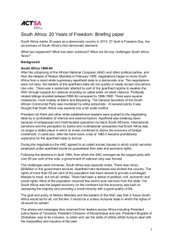 South Africa: 20 Years of Freedom: Briefing paper